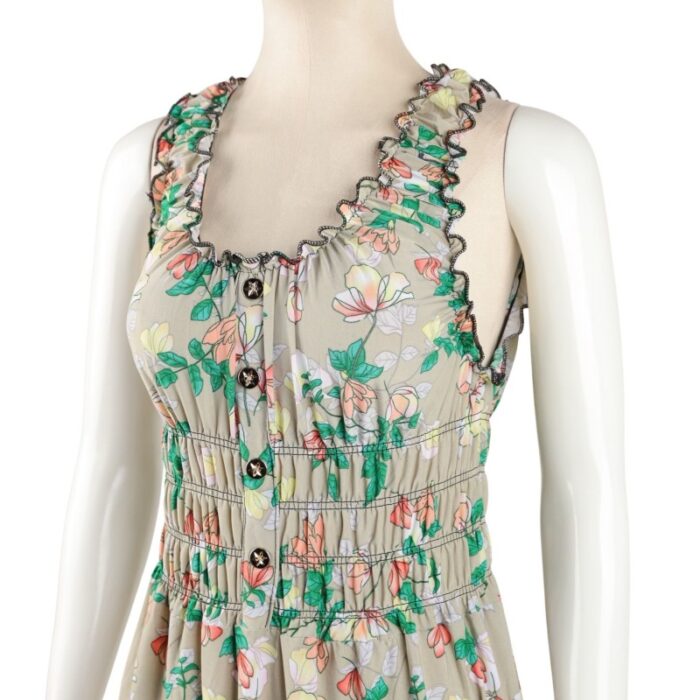 ⁦فستان صيفي طويل للنساء لون بيج مورد⁩ - الصورة ⁦5⁩