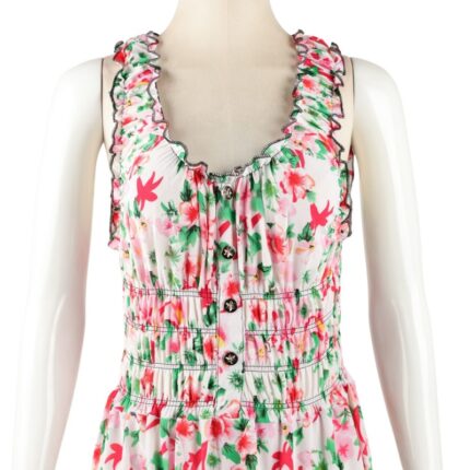 فستان صيفي طويل للنساء لون أبيض مورد