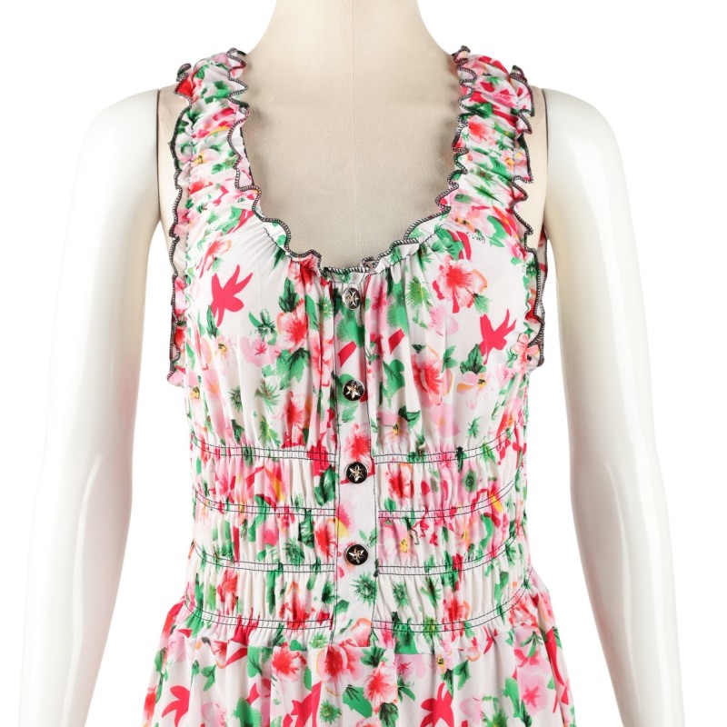 ⁦فستان صيفي طويل للنساء لون أبيض مورد⁩ - الصورة ⁦1⁩