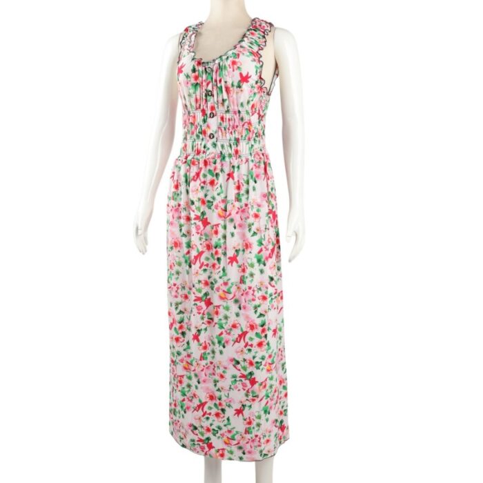 ⁦فستان صيفي طويل للنساء لون أبيض مورد⁩ - الصورة ⁦3⁩