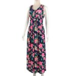 ⁦فستان صيفي طويل للنساء لون كحلي مورد⁩ - الصورة ⁦3⁩