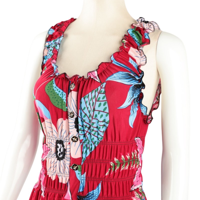 ⁦فستان صيفي طويل للنساء لون أحمر مورد⁩ - الصورة ⁦1⁩