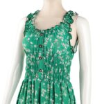 فستان صيفي طويل للنساء لون أخضر مورد