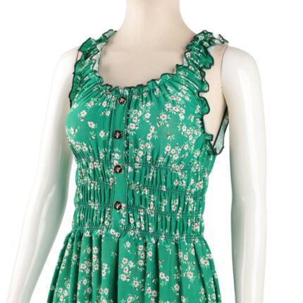 فستان صيفي طويل للنساء لون أخضر مورد