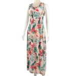 فستان صيفي طويل للنساء لون بيج مورد