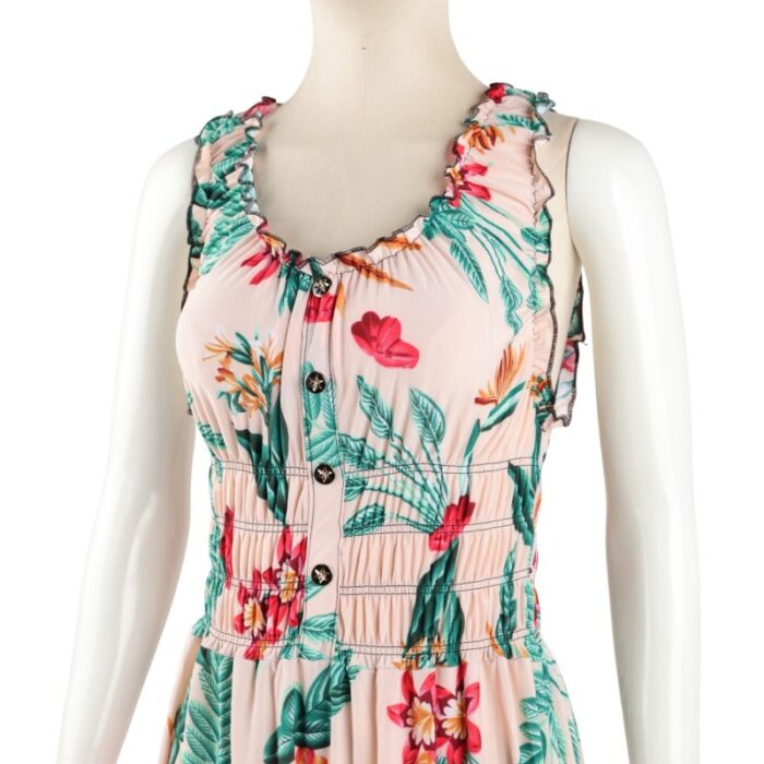 ⁦فستان صيفي طويل للنساء لون بيج مورد⁩ - الصورة ⁦2⁩