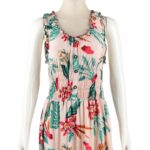 ⁦فستان صيفي طويل للنساء لون بيج مورد⁩ - الصورة ⁦3⁩