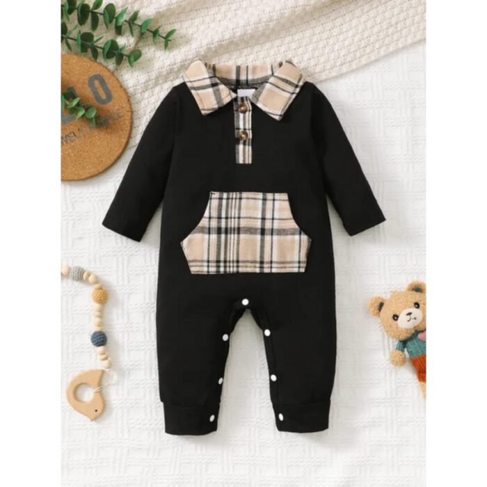 103381175_680884459356f طقم أفرهول بيبي كاروهات ربيعي - الصورة 1