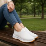 ⁦حذاء عملي خفيف أنيق ومريح سليب ان لون ابيض للصبايا و الشباب رقم الموديل 508⁩ - الصورة ⁦3⁩