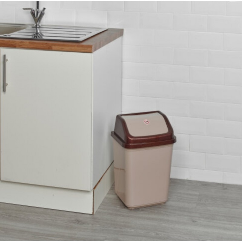 ⁦سلة مهملات بيج وبني 25لتر⁩ - الصورة ⁦1⁩