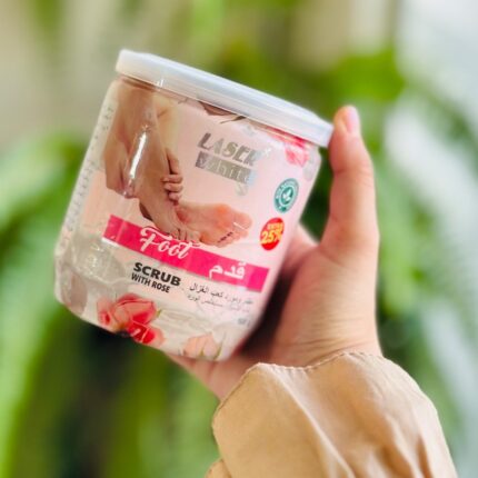 مقشر ومورد كعب الغزال للقدمين بمستخلص الورد حجم 500 غم - FOOT Scrub with Rose by Laser White