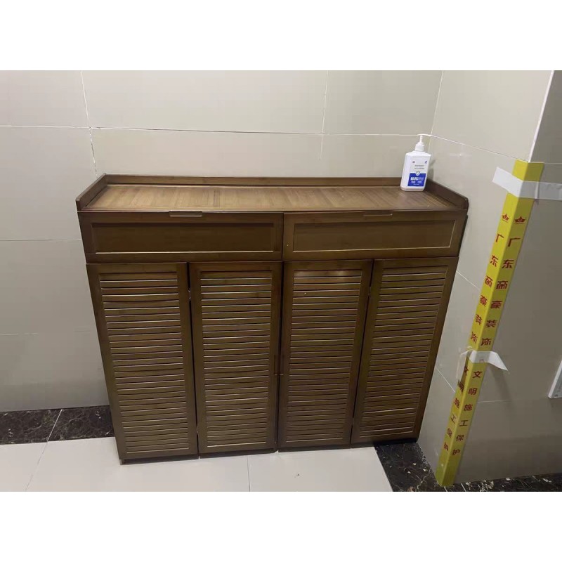 ⁦خزانة أحذية بامبو مع أبواب 4 دفات - 120*121*33 سم⁩ - الصورة ⁦1⁩