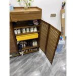 ⁦خزانة أحذية بامبو مع أبواب 4 دفات - 120*121*33 سم⁩ - الصورة ⁦4⁩