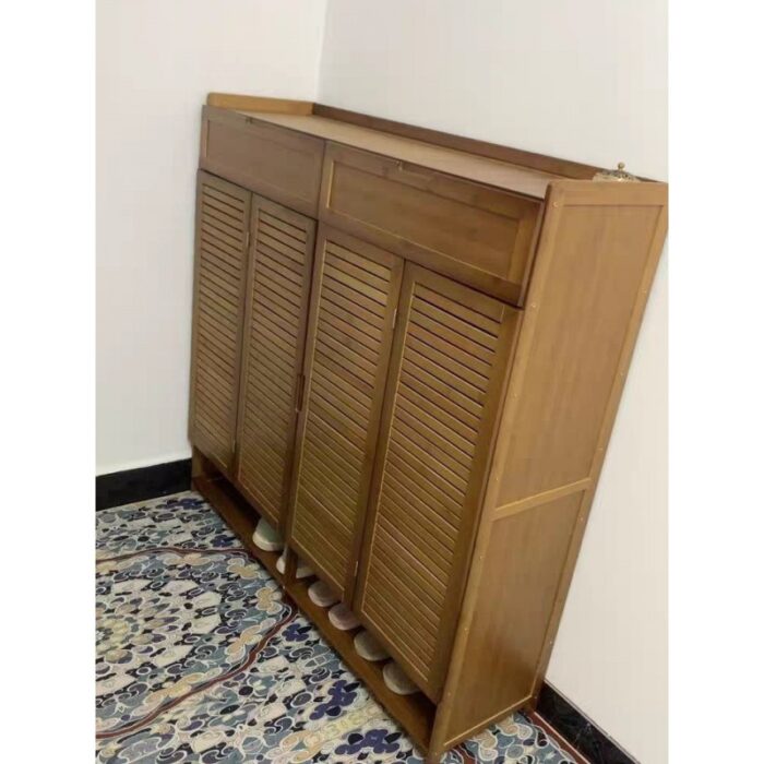 ⁦خزانة أحذية بامبو مع أبواب 4 دفات - 120*121*33 سم⁩ - الصورة ⁦6⁩