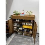 ⁦خزانة أحذية بامبو مع أبواب 4 دفات - 120*121*33 سم⁩ - الصورة ⁦7⁩