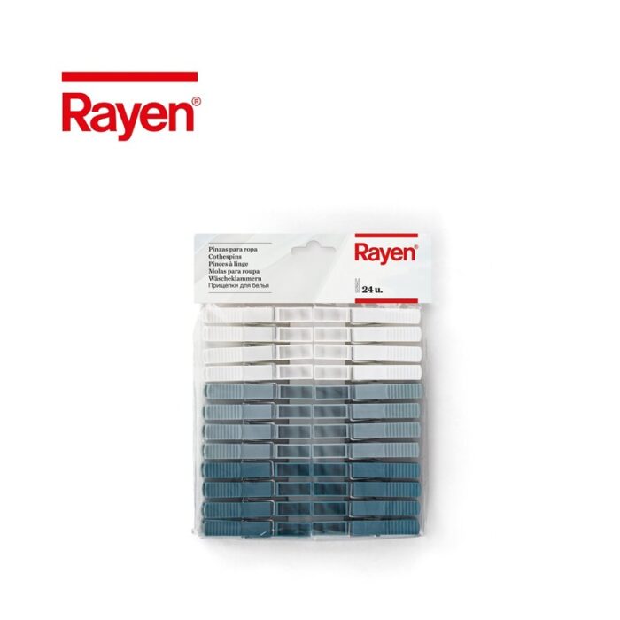 ⁦ملاقط غسيل بلاستيكية من رايان 24 ملقط بألوان مختلفة-Rayen Premium High Quality Clothes Pegs Set of 24⁩ - الصورة ⁦3⁩