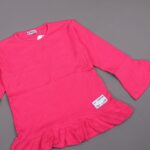 ⁦فستان قطن ربيعي للأطفال لون فوشي⁩ - الصورة ⁦2⁩