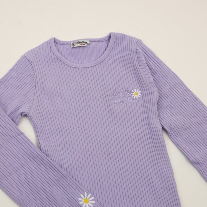 ⁦بلوزة قطن للأطفال ربيعية لون بنفسجي فاتح⁩ - الصورة ⁦2⁩
