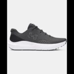 Under Under Men's UA Surge 4 Running Shoes- حذاء اندر ارمور سيرج 4 للرجال لون رمادي ونعل أبيض