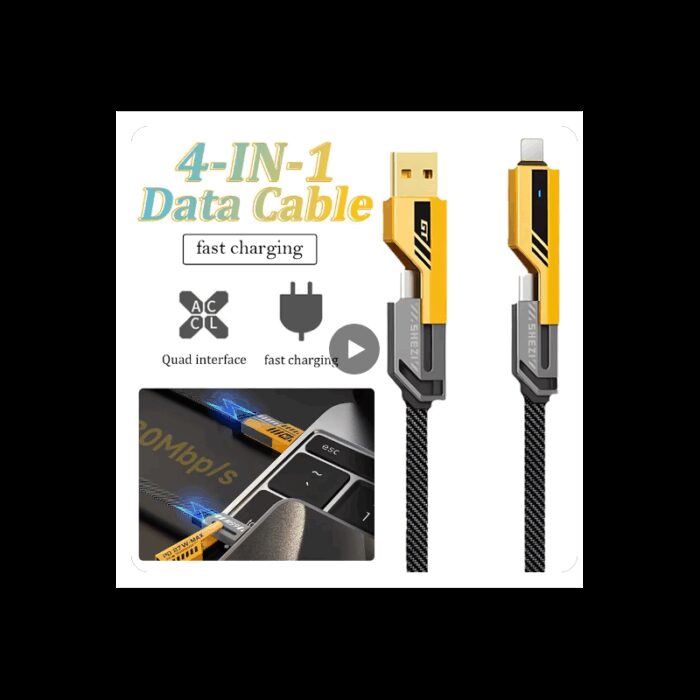 كابل 2×2 لأجهزة آيفون وتايب سي وشواحن USB و PD