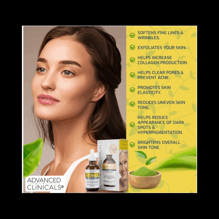 ⁦سيروم ريتينول بروفيشنال سترينجث من أدفانسد كلينيكال 52 مل -Retinol Serum For Face By Advanced Clinicals 52ML⁩ - الصورة ⁦3⁩