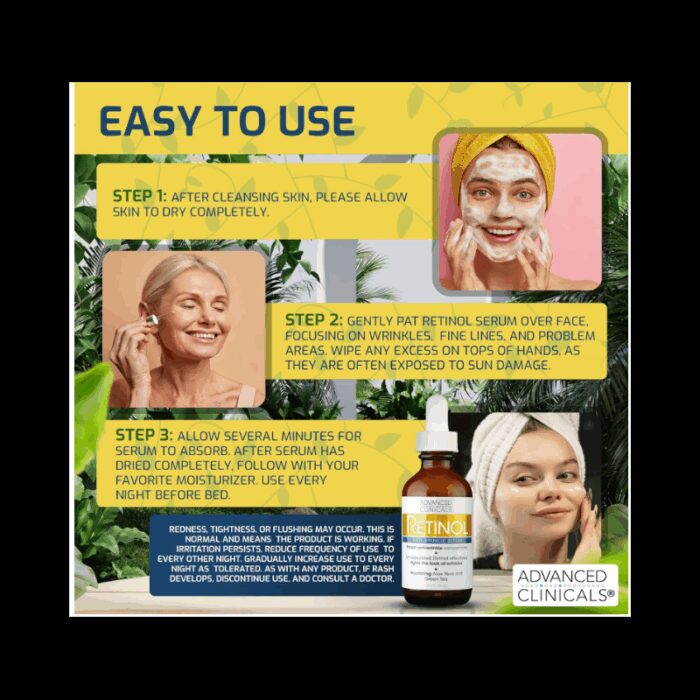 ⁦سيروم ريتينول بروفيشنال سترينجث من أدفانسد كلينيكال 52 مل -Retinol Serum For Face By Advanced Clinicals 52ML⁩ - الصورة ⁦5⁩