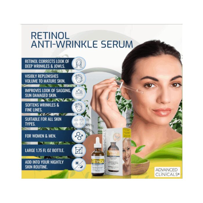 ⁦سيروم ريتينول بروفيشنال سترينجث من أدفانسد كلينيكال 52 مل -Retinol Serum For Face By Advanced Clinicals 52ML⁩ - الصورة ⁦6⁩