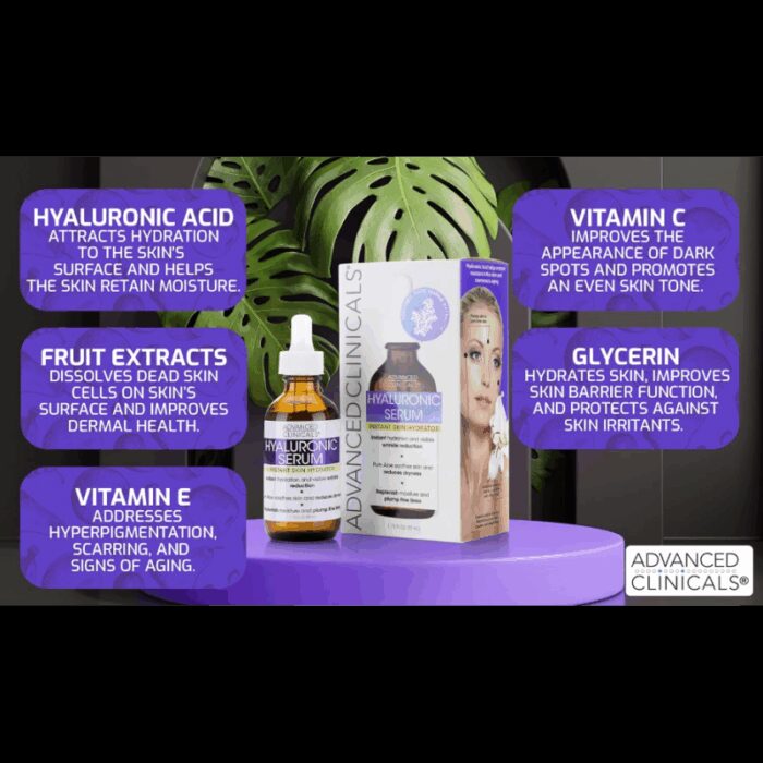 ⁦سيروم الهيالورونيك للبشرة من أدفانسد كلينيكال 52 مل -Hyaluronic Serum By Advanced Clinicals 52ML⁩ - الصورة ⁦2⁩