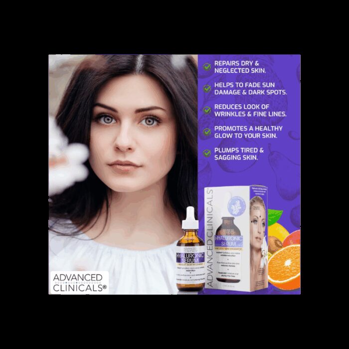 ⁦سيروم الهيالورونيك للبشرة من أدفانسد كلينيكال 52 مل -Hyaluronic Serum By Advanced Clinicals 52ML⁩ - الصورة ⁦3⁩