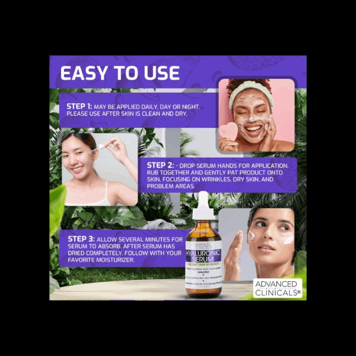 ⁦سيروم الهيالورونيك للبشرة من أدفانسد كلينيكال 52 مل -Hyaluronic Serum By Advanced Clinicals 52ML⁩ - الصورة ⁦6⁩