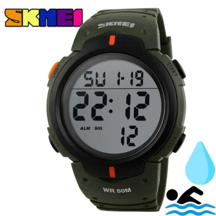 ⁦ساعة سكيمي أخضر  ارقام كبيرة وتاريخ  ضد الماء⁩ - الصورة ⁦6⁩