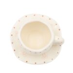 ⁦فنجان مع صحن لون أبيض بتصميم ببيونة⁩ - الصورة ⁦5⁩