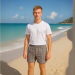 بوكسر بتصميم زر مخطط طولي للرجال لون رمادي