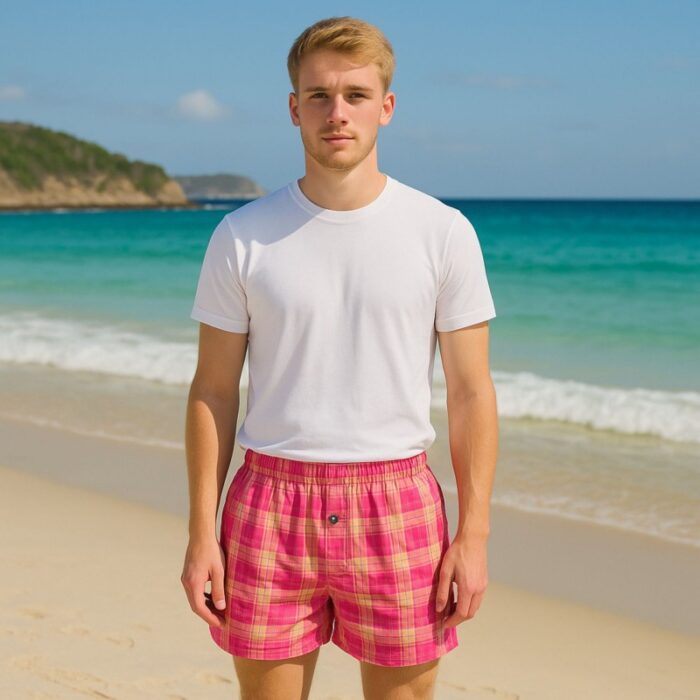 103381099_681352d3ef121 بوكسر بتصميم زر مخطط طولي للرجال متعدد الألوان - الصورة 1