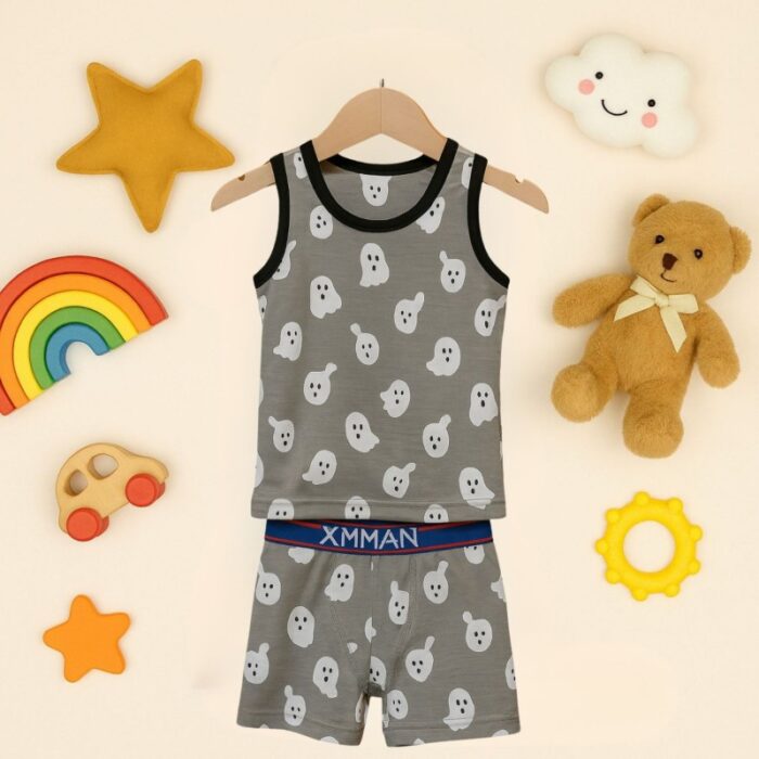 ⁦طقم داخلي (شباح وبوكسر) قطعتين ولادي لون سكني⁩ - الصورة ⁦4⁩