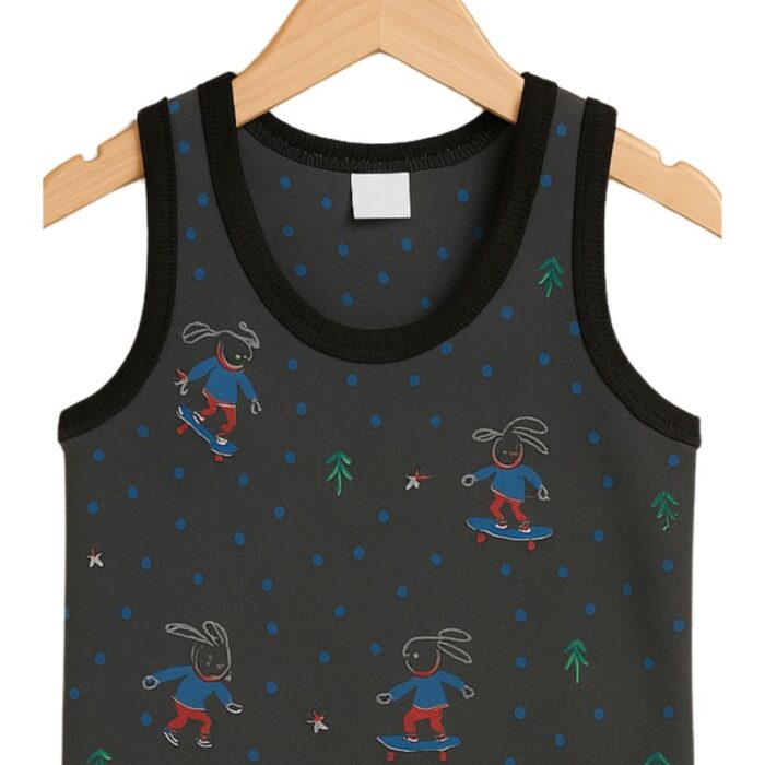 ⁦طقم داخلي (شباح وبوكسر) قطعتين ولادي لون رمادي⁩ - الصورة ⁦2⁩