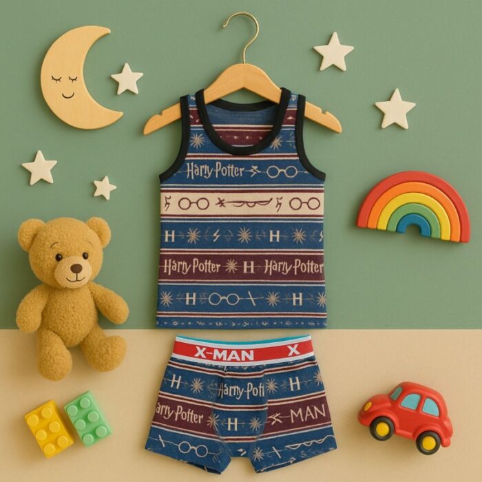 103381125_6813530999290 طقم داخلي (شباح وبوكسر) قطعتين ولادي لون أزرق - الصورة 1