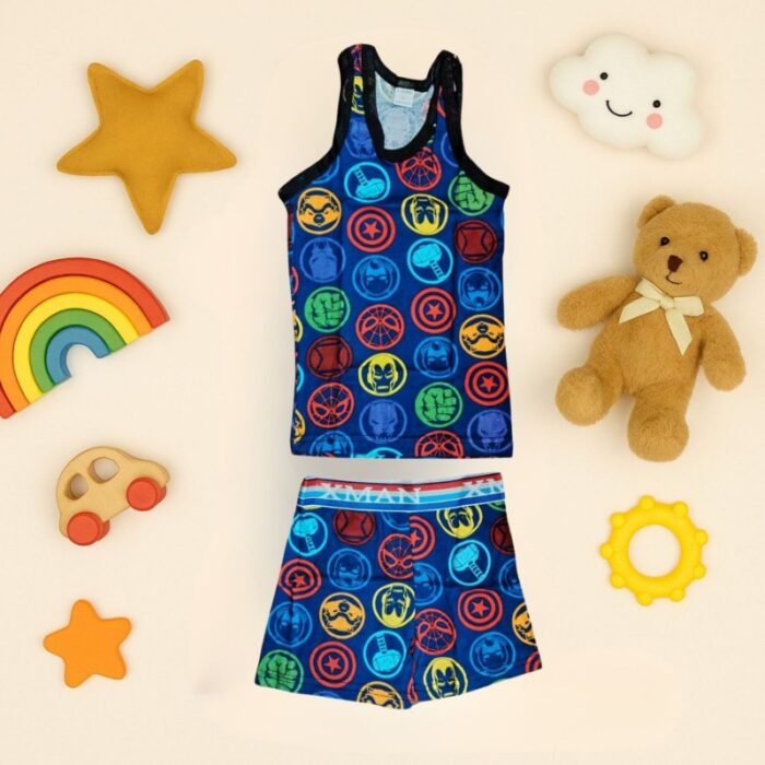 ⁦طقم داخلي (شباح وبوكسر) قطعتين ولادي لون نيلي⁩ - الصورة ⁦4⁩