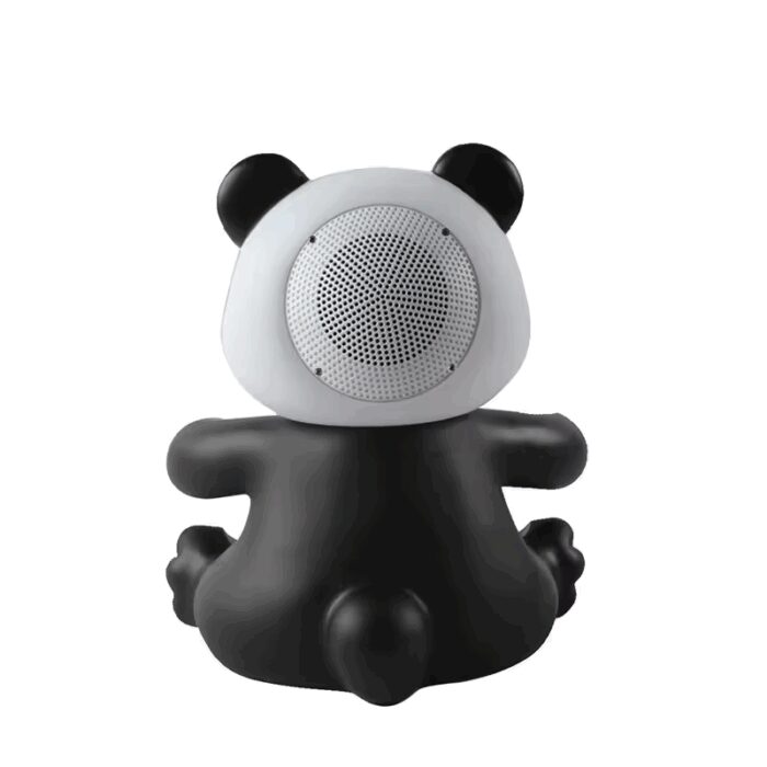 ⁦ساعة منبه للأطفال مع شاشة وسبيكر بتصميم دب باندا لون أسود⁩ - الصورة ⁦3⁩