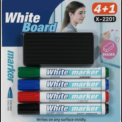 طقم 4 أقلام وممحاة للوح الأبيض