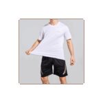 طقم قطعتين تيشيرت وشورت للرجال لون أبيض وأسود