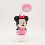 مصباح مكتبي بتصميم ميكي لون زهري وأبيض