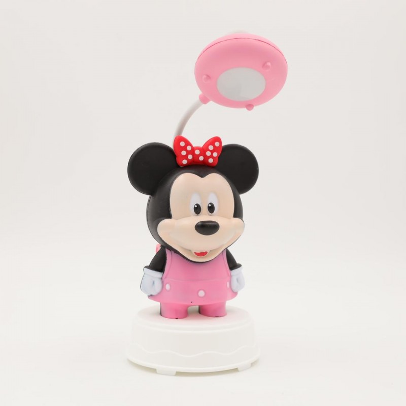 ⁦مصباح مكتبي بتصميم ميكي لون زهري وأبيض⁩ - الصورة ⁦1⁩