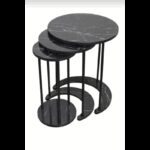 طقم اسكملات خشبي قاعدة معدن 3 قطع لون أسود