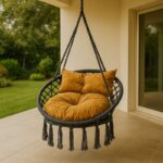 مرجيحة تعليق مع فرش لون أسود وعسلي