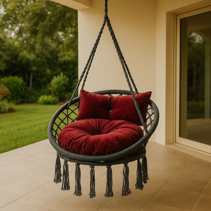 103381701_683351e61847e مرجيحة تعليق مع فرش لون أسود وخمري - الصورة 1