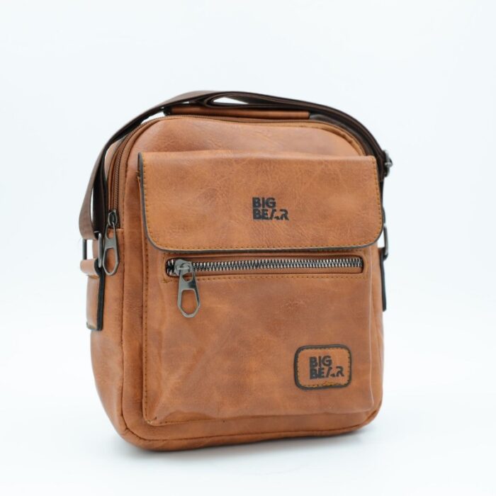 ⁦شنطة جلد للرجال لون عسلي⁩ - الصورة ⁦4⁩