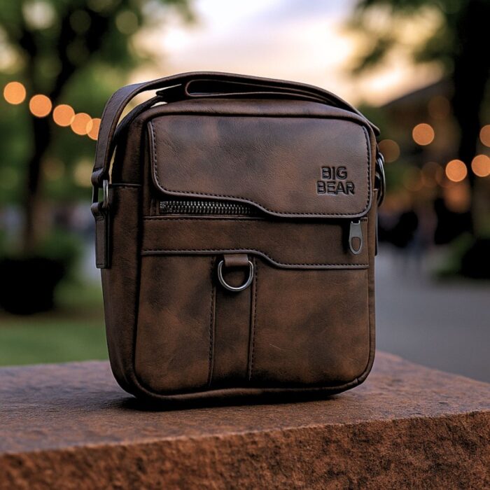 ⁦شنطة جلد للرجال لون بني⁩ - الصورة ⁦6⁩