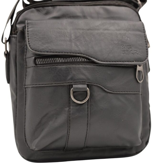 ⁦شنطة جلد للرجال لون أسود⁩ - الصورة ⁦5⁩