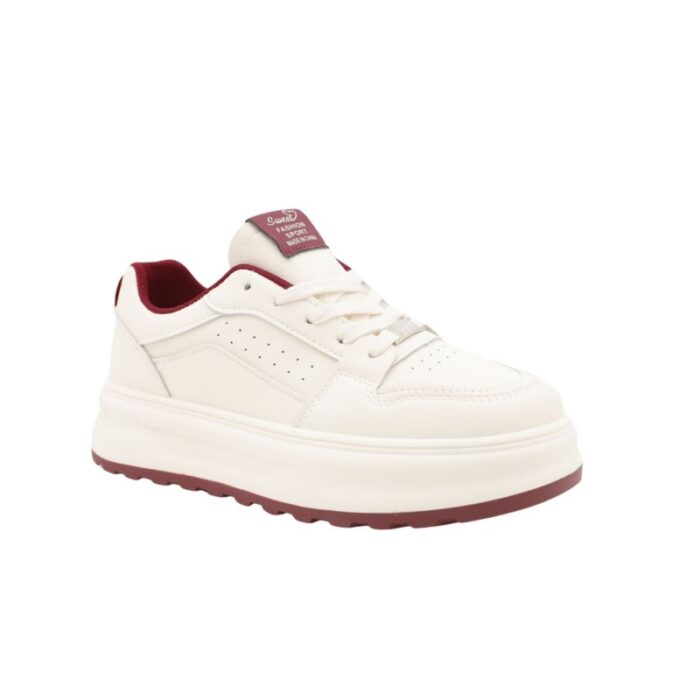 ⁦حذاء رياضي للنساء لون بيج وأحمر⁩ - الصورة ⁦2⁩